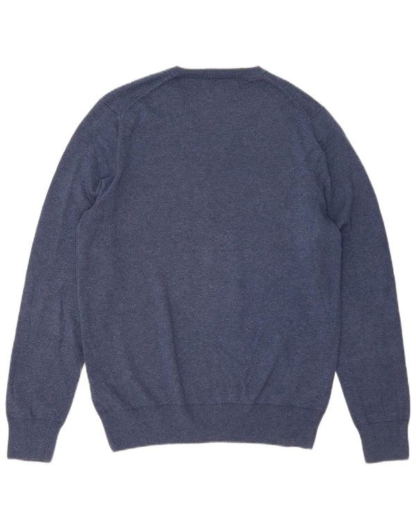 Marks & Spencer Mens V-Neck Jumper Sweater Medium Blue Cotton