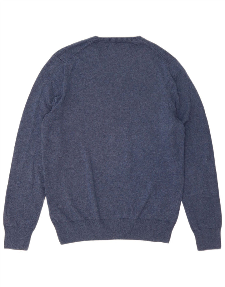 Marks & Spencer Mens V-Neck Jumper Sweater Medium Blue Cotton