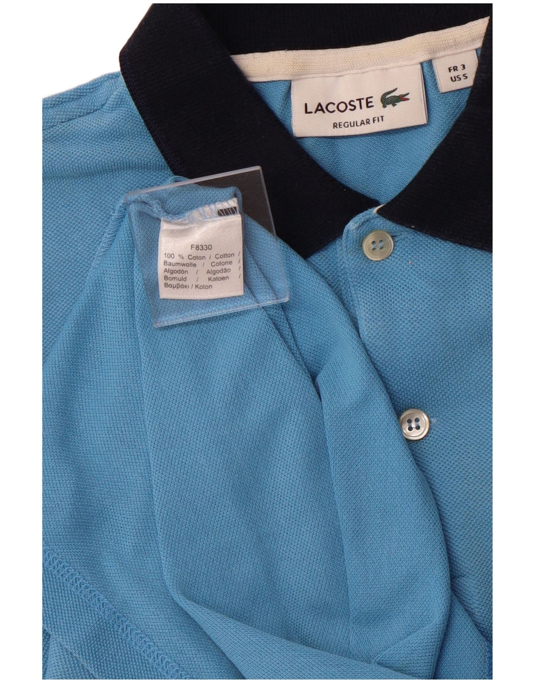 LACOSTE Mens Regular Fit Polo Shirt Size 3 Small Blue Cotton