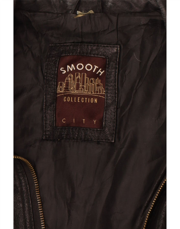 VINTAGE Mens Leather Jacket UK 40 Large Black Colourblock Leather