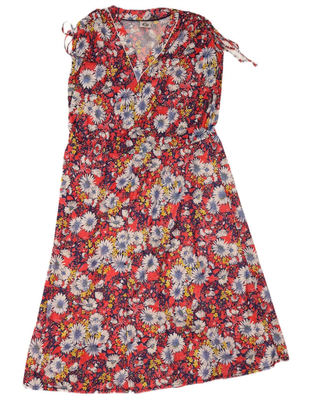 C & A Womens Sleeveless A-Line Dress EU 46 XL Red Floral Polyester