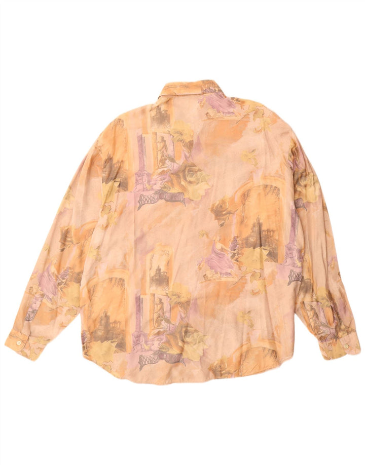 Criver Mens Graphic Shirt Large Beige Viscose