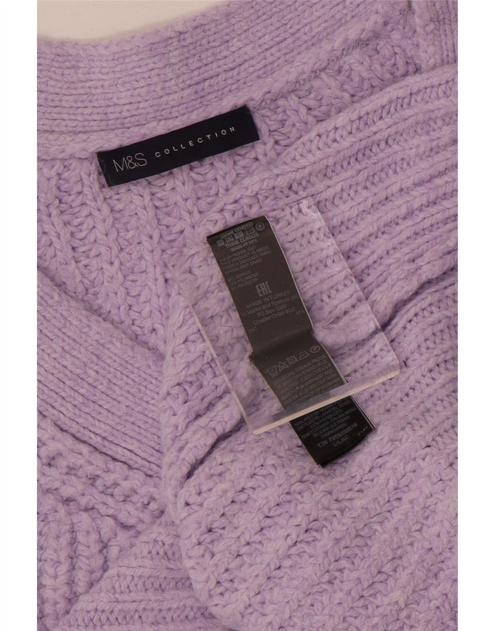 Marks & Spencer Womens Oversized V-Neck Jumper Sweater UK 14 Medium Purple