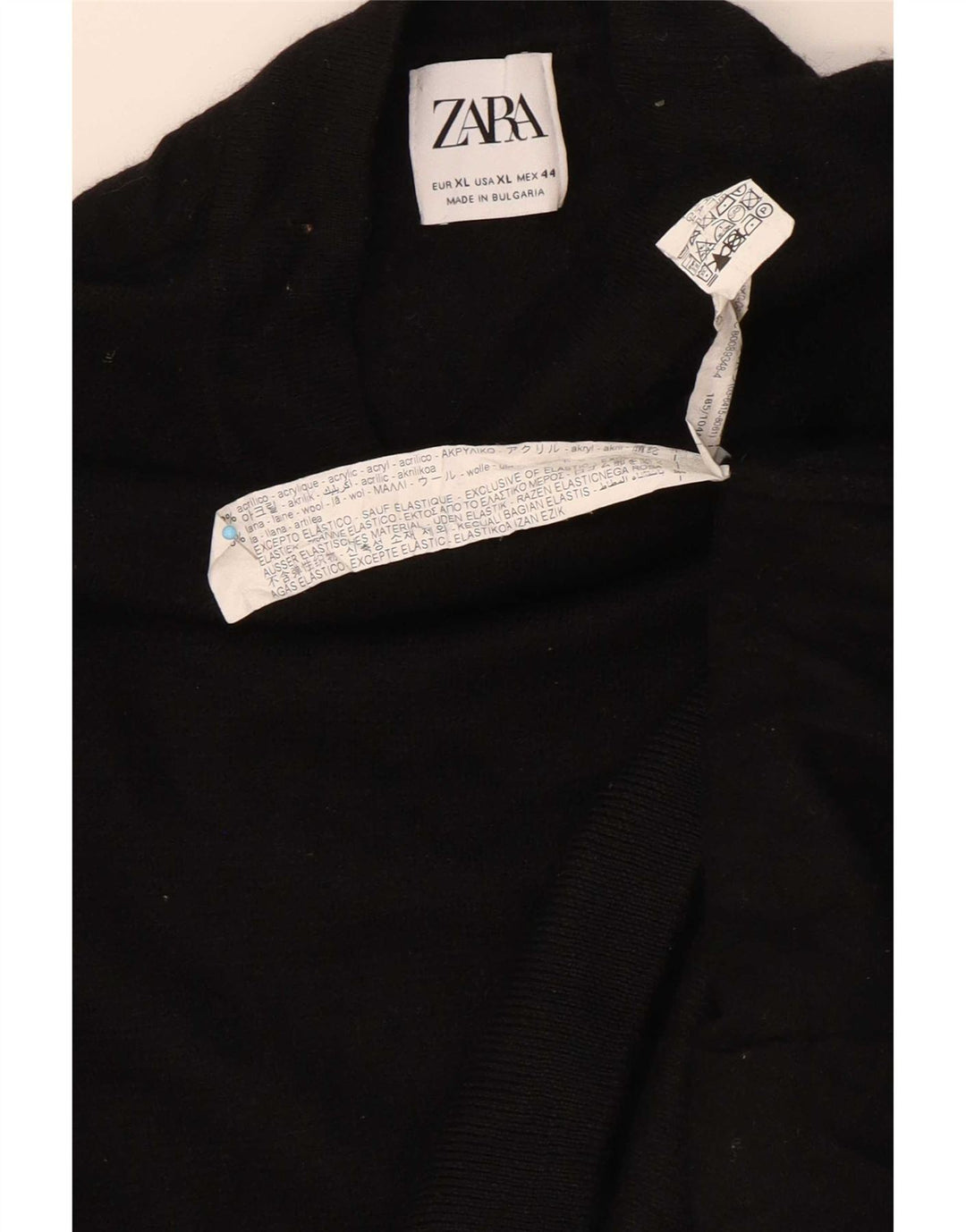 Zara Mens Turtle Neck Jumper Sweater XL Black Acrylic