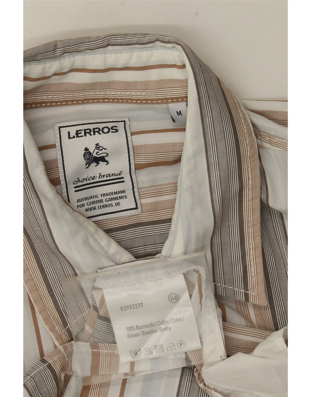 Lerros Mens Short Sleeve Shirt Medium Multicoloured Striped Cotton