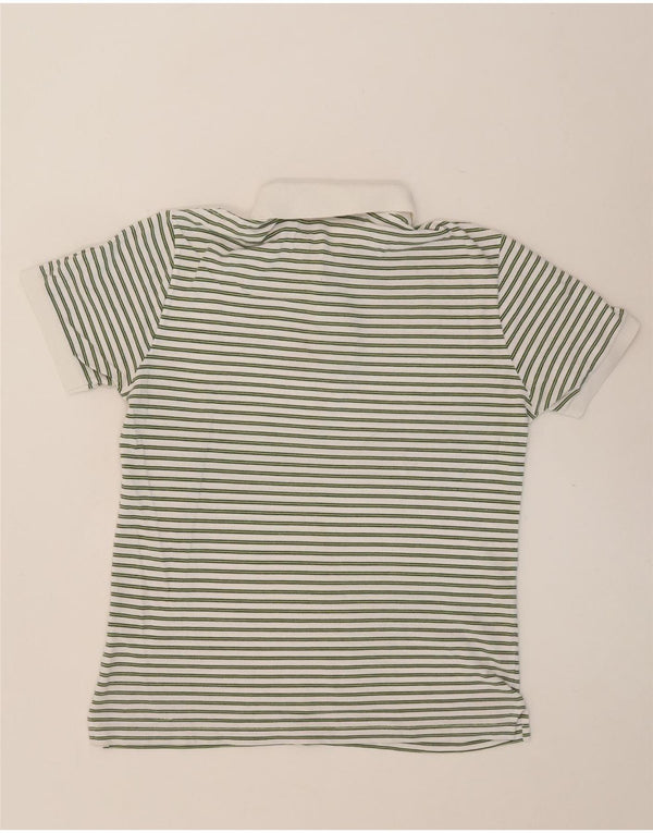 FRED PERRY Mens Polo Shirt Small White Striped Cotton