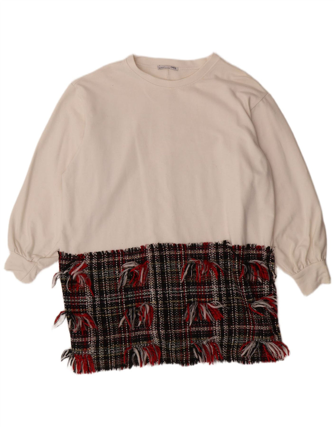 ZARA Womens Oversized Sweatshirt Jumper UK 14 Medium White Colourblock