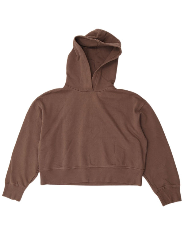 Zara Womens Crop Oversized Hoodie Jumper UK 14 Medium Brown Cotton