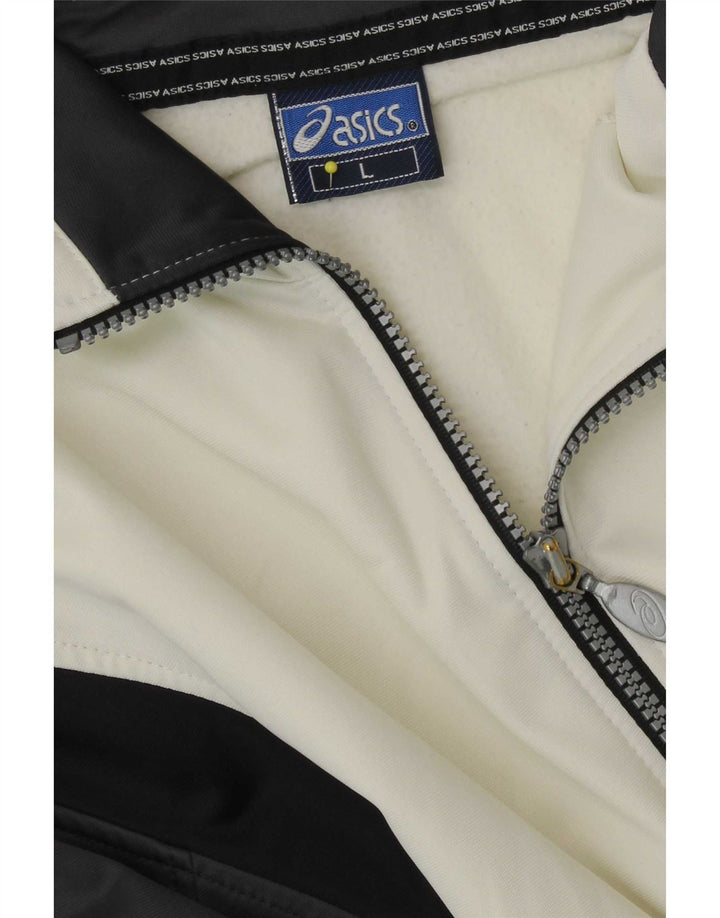 Asics Mens Tracksuit Top Jacket Large White Colourblock