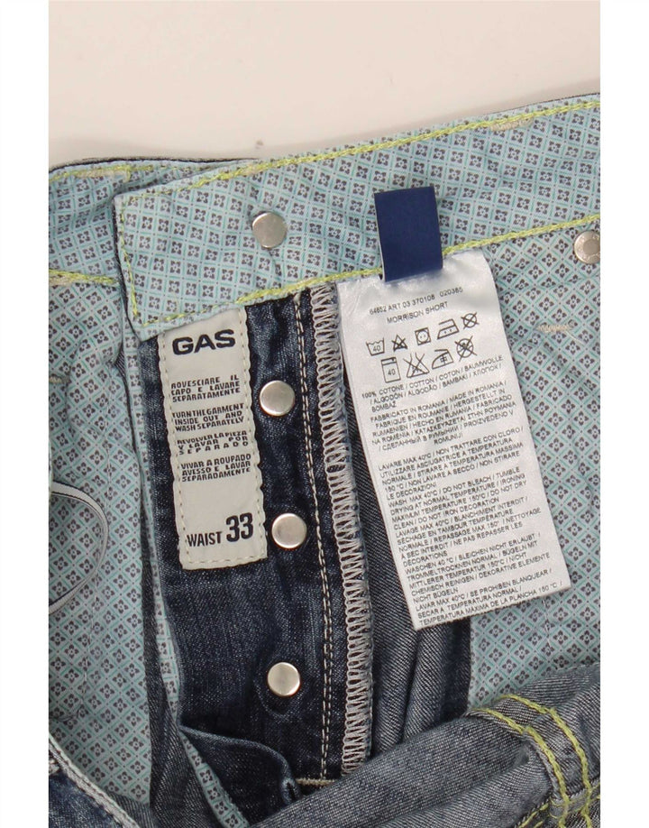 Gas Mens Denim Shorts W33 Medium  Blue Cotton