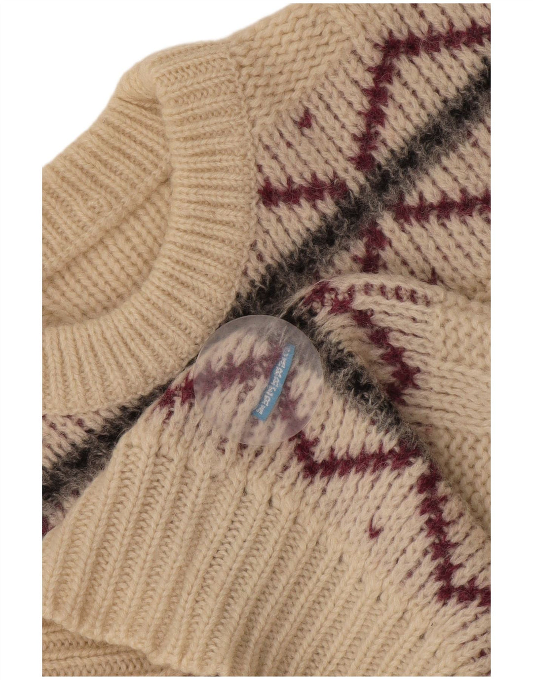 Carrera Mens Crew Neck Jumper Sweater Small Off White Argyle/Diamond