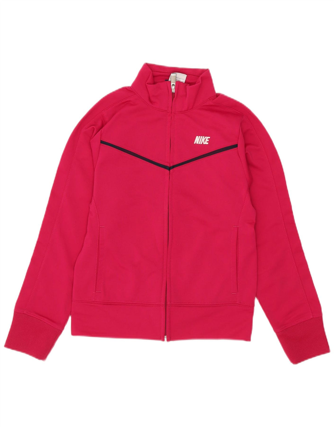 Nike Girls Tracksuit Top Jacket 8-9 Years Small Pink Polyester