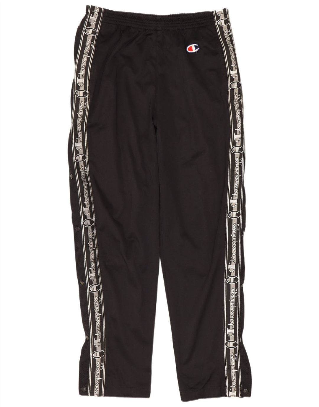 CHAMPION Womens Graphic Tracksuit Trousers UK 10 Small  Black Polyester