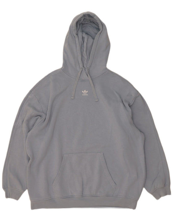 Adidas Womens Oversized Hoodie Jumper UK 12/14 Medium Blue Cotton