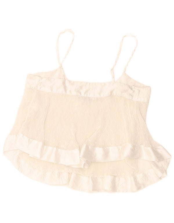 Zara Womens Crop Cami Top UK 10 Small White Spotted Polyester