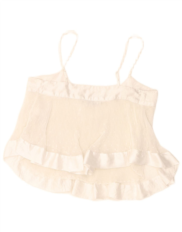 Zara Womens Crop Cami Top UK 10 Small White Spotted Polyester