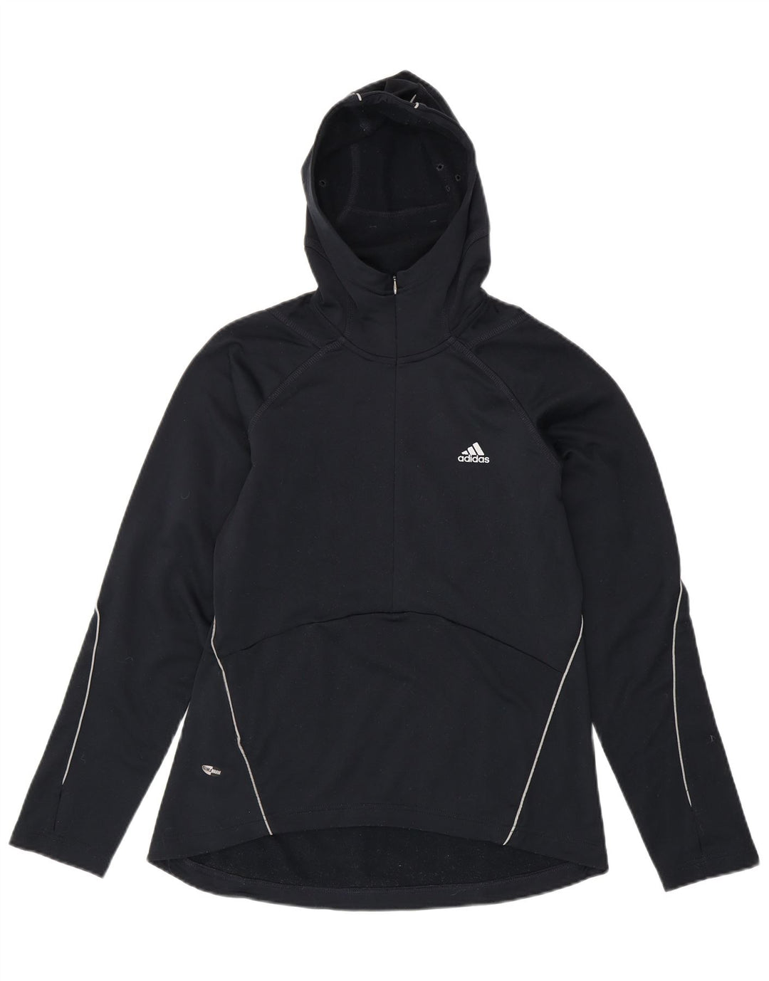ADIDAS Womens Climawarm Zip Neck Hoodie Jumper UK 12 Medium  Navy Blue