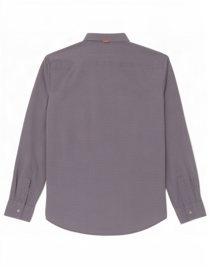 Hugo Boss Mens Shirt Large Grey Spotted Cotton