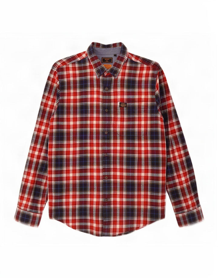 Superdry Mens Flannel Shirt XL Red Check Cotton
