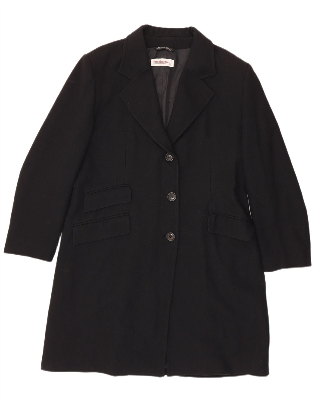 Roccobarocco Womens Longline 3 Button Blazer Jacket UK 16 Large Black
