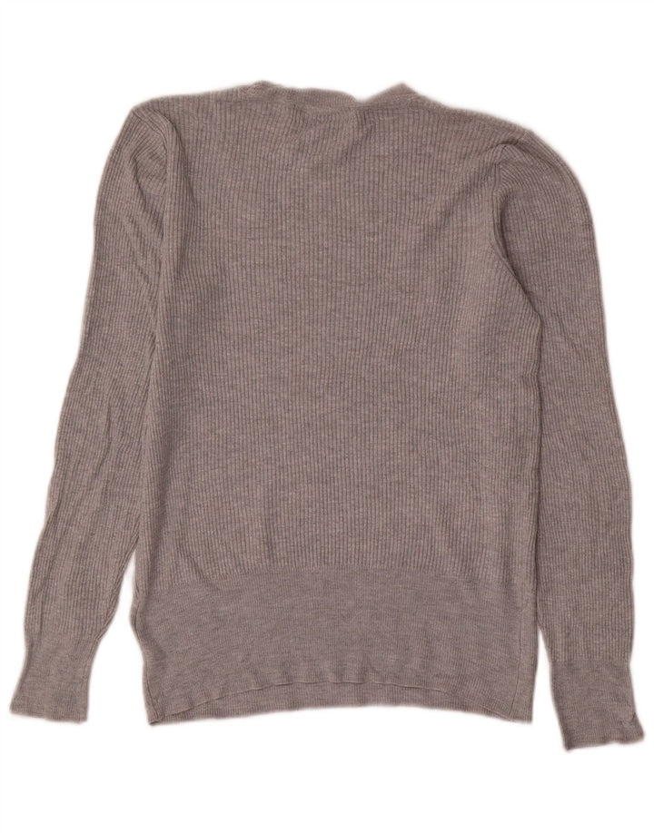 Marks & Spencer Womens Crew Neck Jumper Sweater UK 12 Medium Grey Viscose