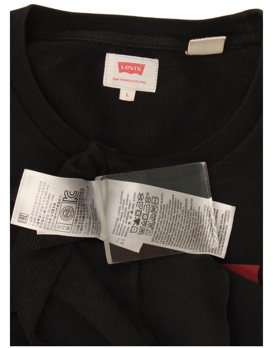 Levi's Mens Graphic Sweatshirt Jumper Large Black Cotton