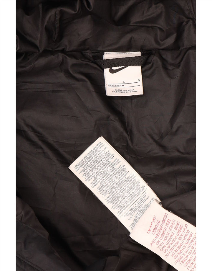 Nike Boys Hooded Padded Jacket 12-13 Years Large Black Polyester