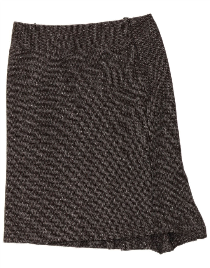 Benetton Womens Asymmetrical Skirt IT 40 Small W30 Grey Herringbone