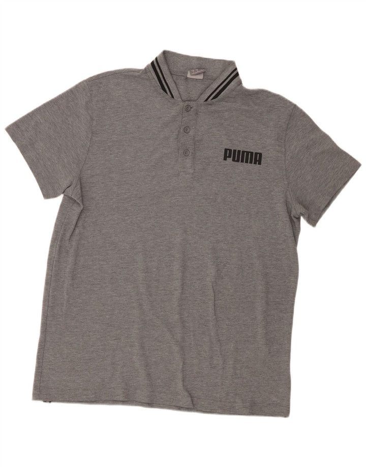 Puma Mens Graphic Polo Shirt Large Grey