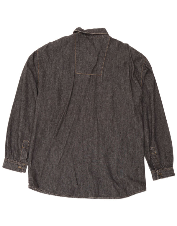 BUSTER Mens Denim Shirt IT 48/50 Medium Black