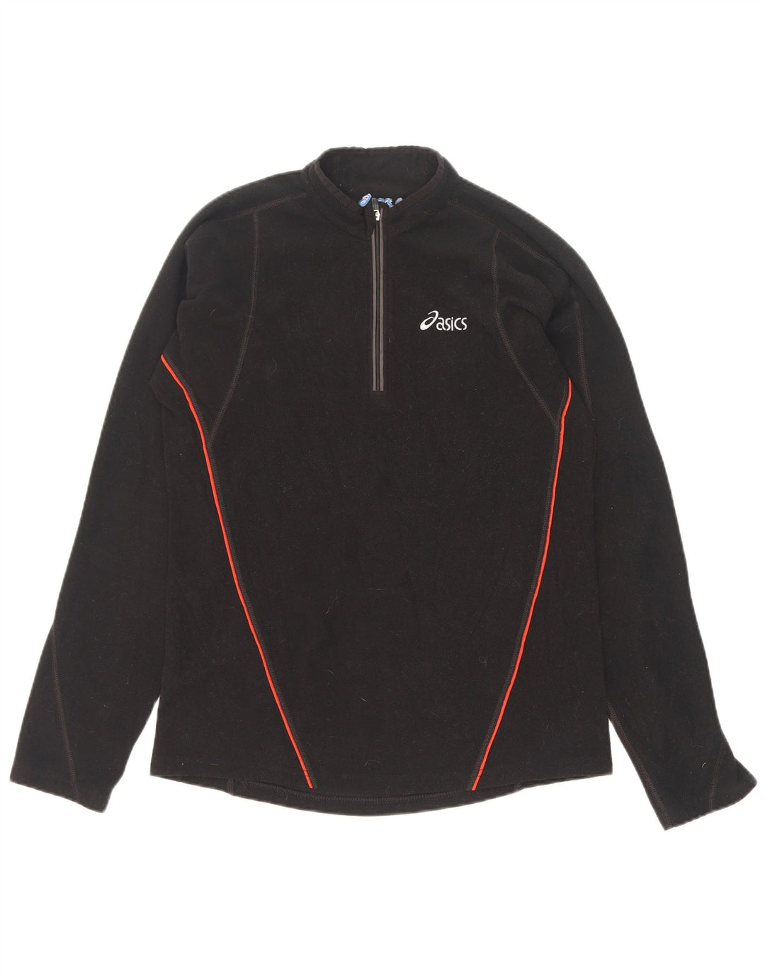 Asics Mens Zip Neck Fleece Jumper Small Black Polyester