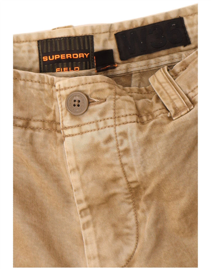 SUPERDRY Mens Cargo Shorts W36 Large Beige Cotton