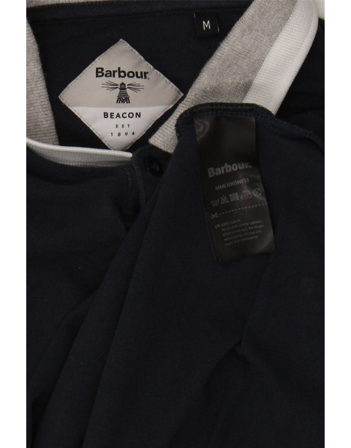 BARBOUR Mens Polo Shirt Medium Navy Blue Cotton