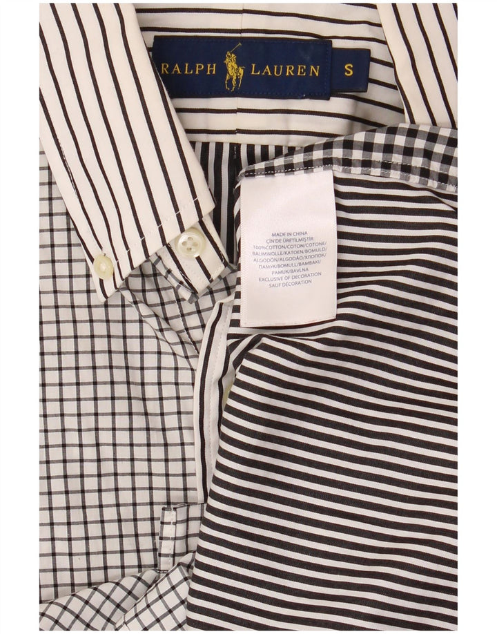 Ralph Lauren Mens Shirt Small Black Patchwork Cotton