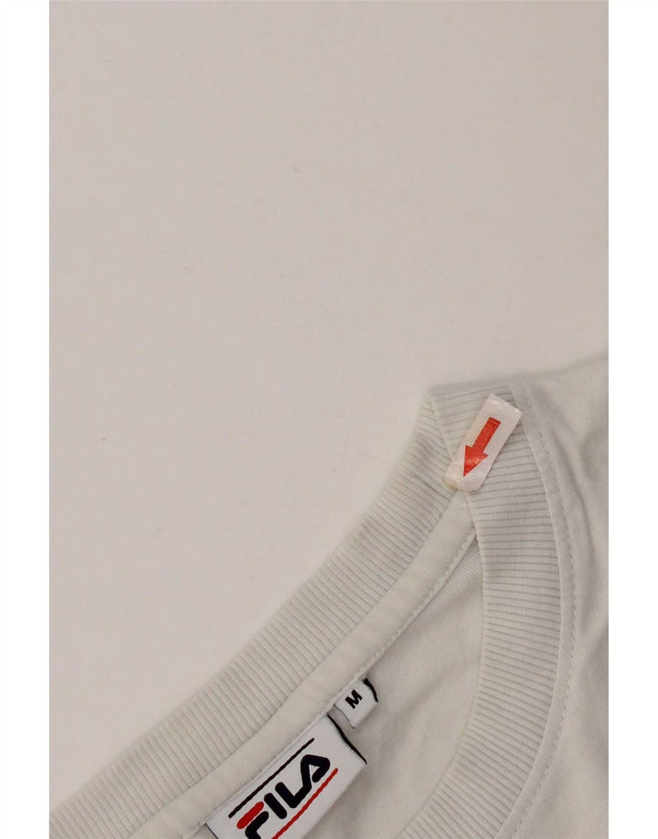 Fila Mens Graphic T-Shirt Top Medium White Cotton