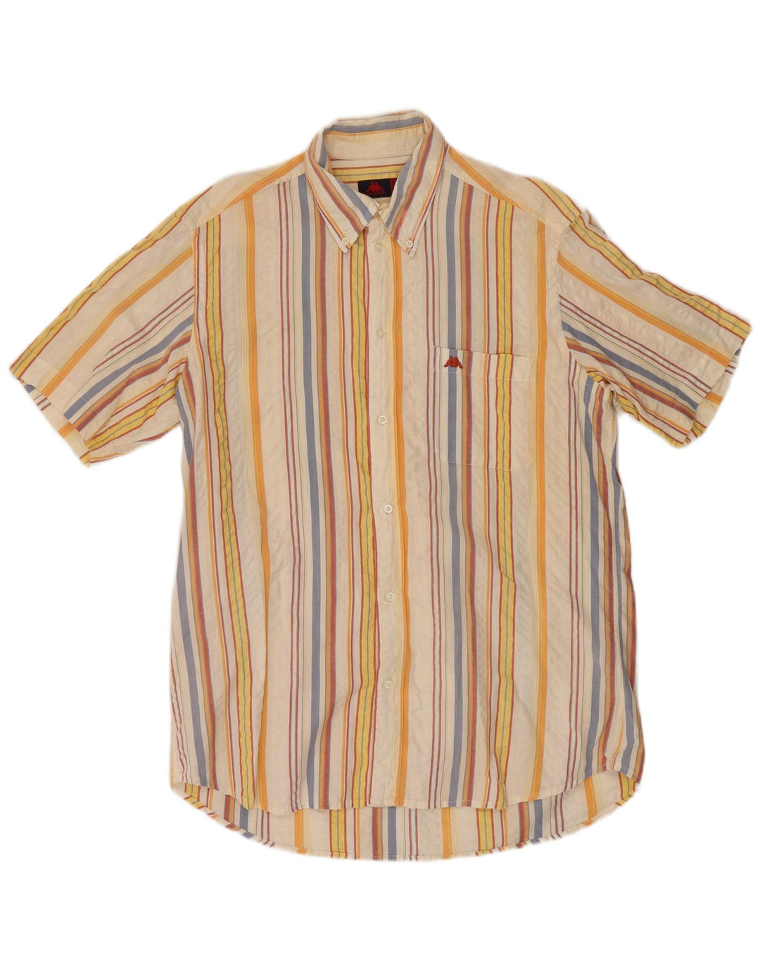 KAPPA Mens Short Sleeve Shirt XL Multicoloured Striped Cotton
