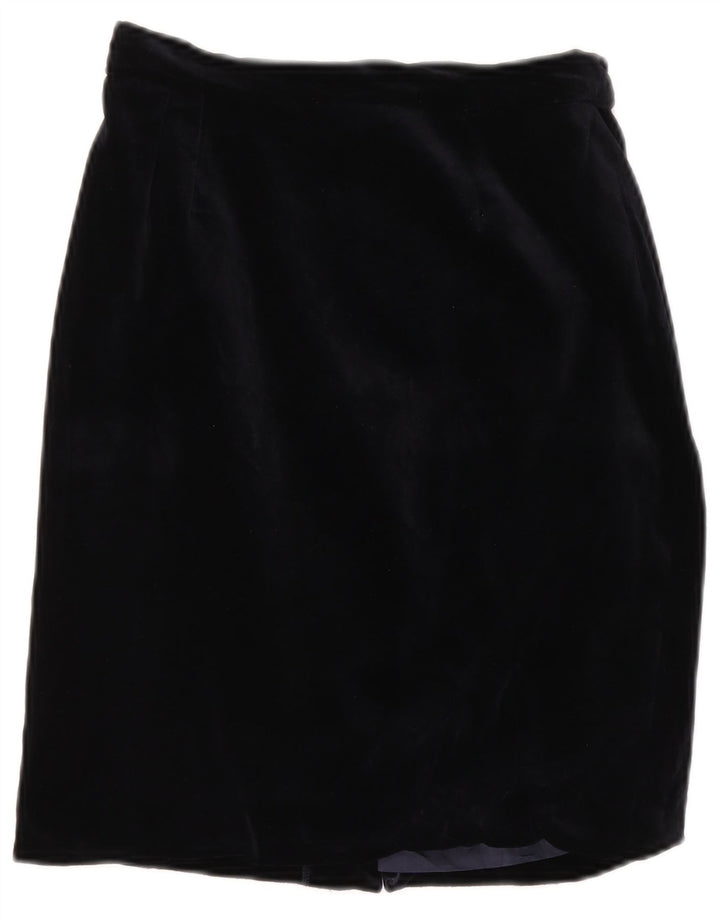 VINTAGE Womens Velvet High Waist Pencil Skirt IT 42 Medium W26  Navy Blue