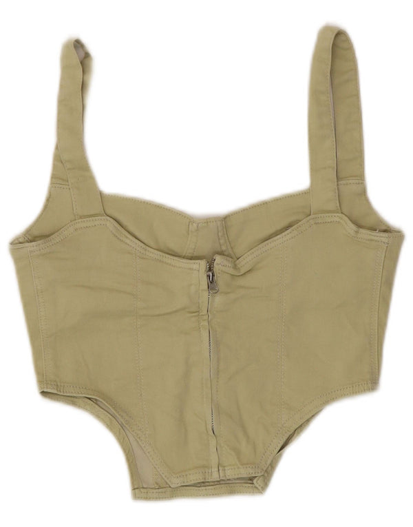 Zara Womens Corset Top UK 8 Small Khaki Cotton