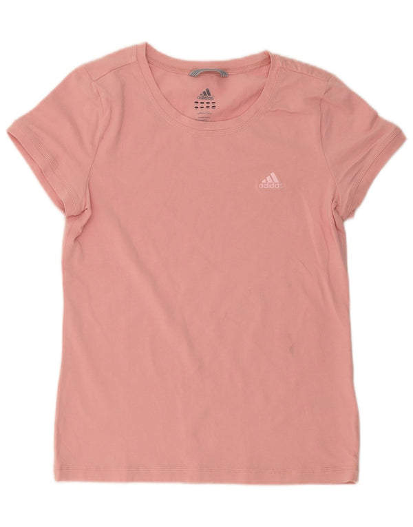 Adidas Womens T-Shirt Top UK 14 Medium Pink Cotton