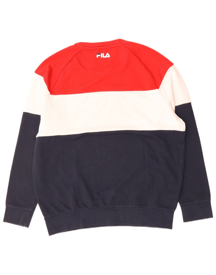FILA Mens Graphic Sweatshirt Jumper Large Multicoloured Colourblock Cotton