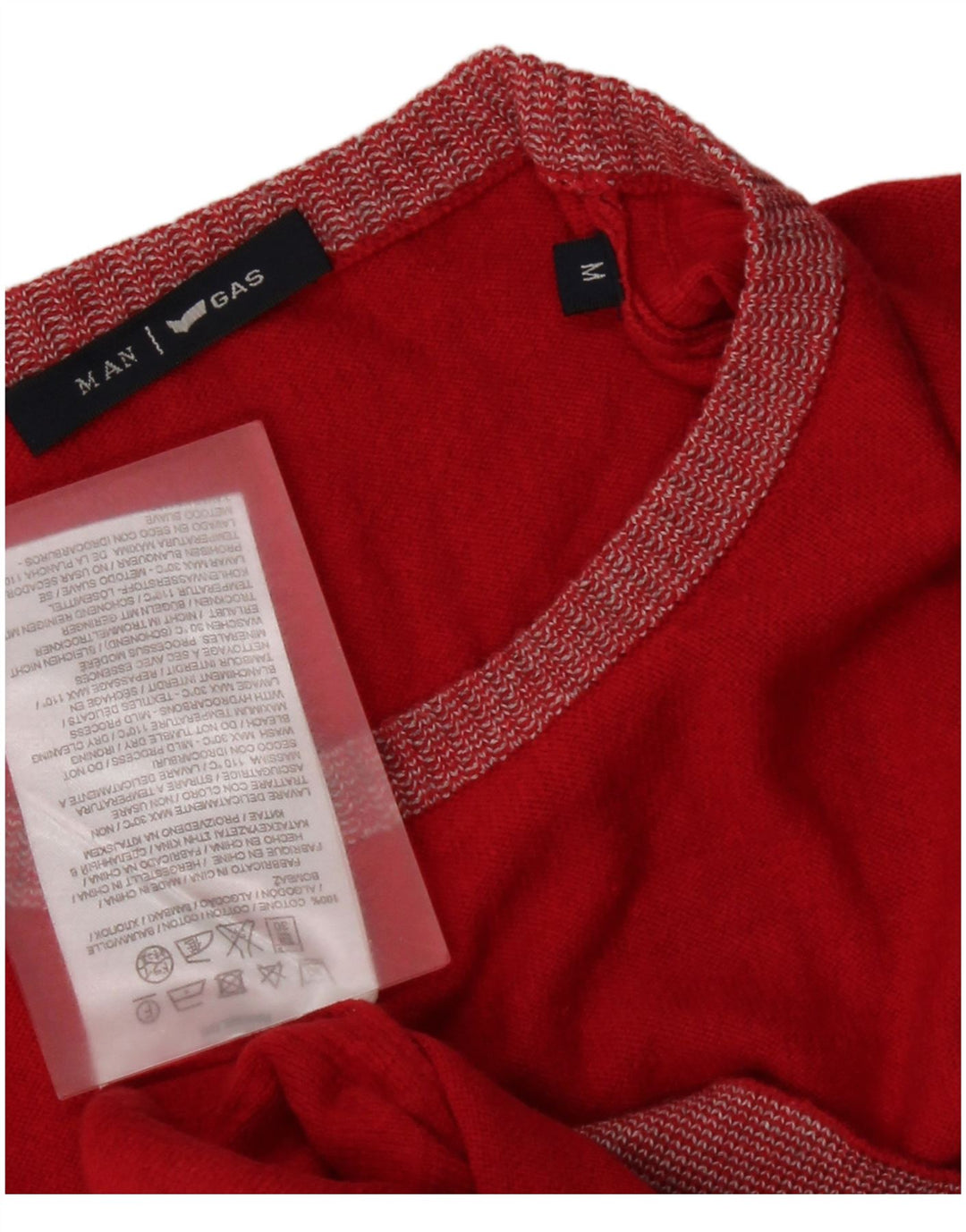 Gas Mens Crew Neck Jumper Sweater Medium Red Cotton