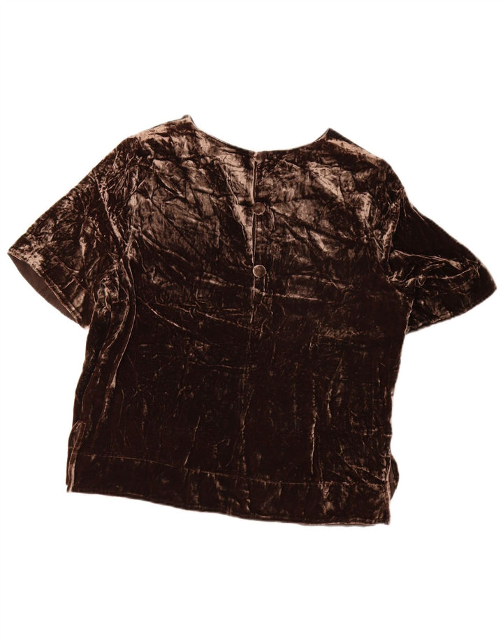Marks & Spencer Womens Autograph Velour Blouse Top UK 10 Small Brown