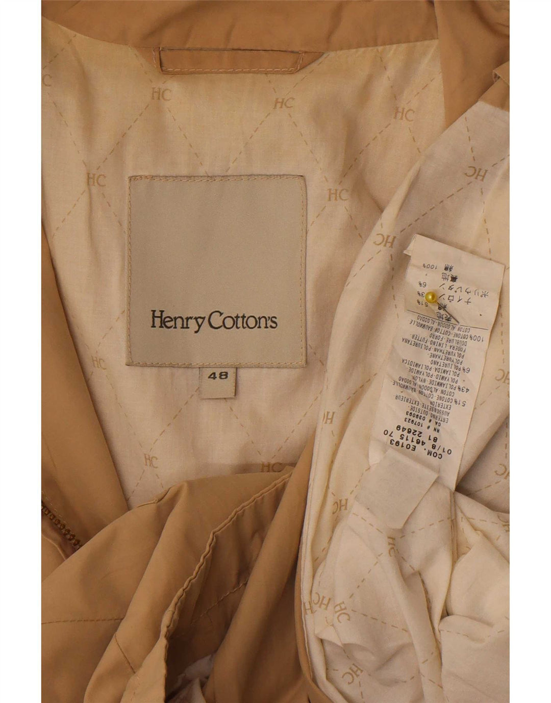 Henry Cottons Mens Bomber Jacket IT 48 Medium Beige Cotton
