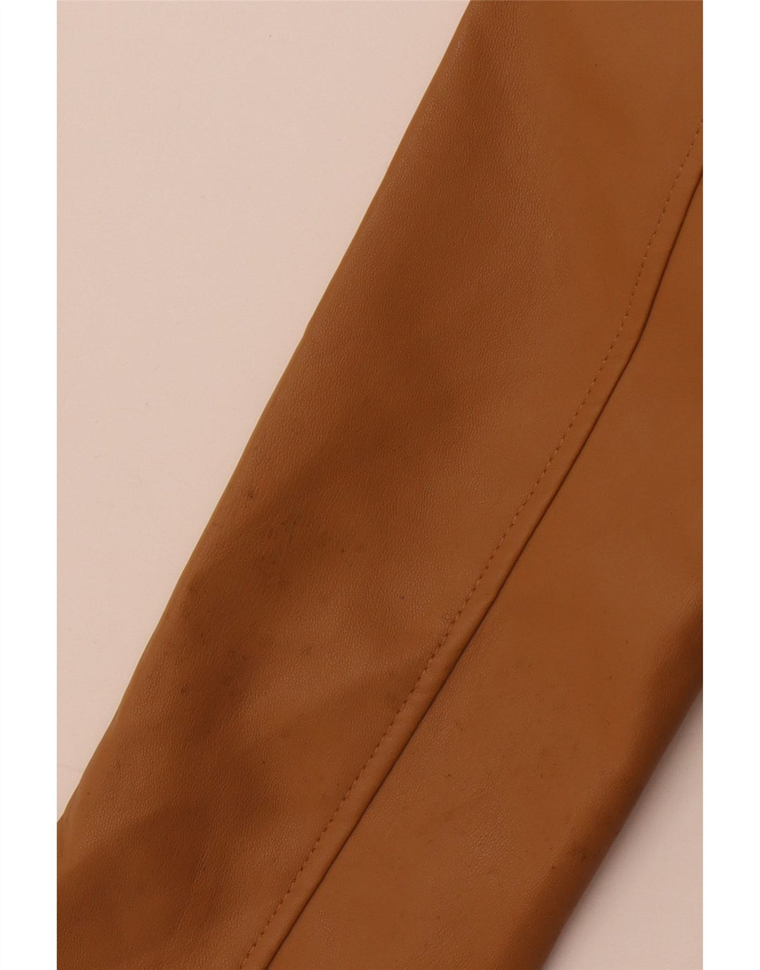 Zara Womens Crop Faux Leather Jacket UK 10 Small Beige Polyester