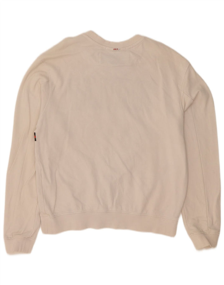 Replay Womens Graphic Sweatshirt Jumper UK 14 Medium White Cotton