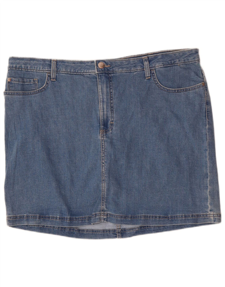 LEE Womens Regular Fit Midrise Denim Skirt US 22 3XL W44 Blue Cotton
