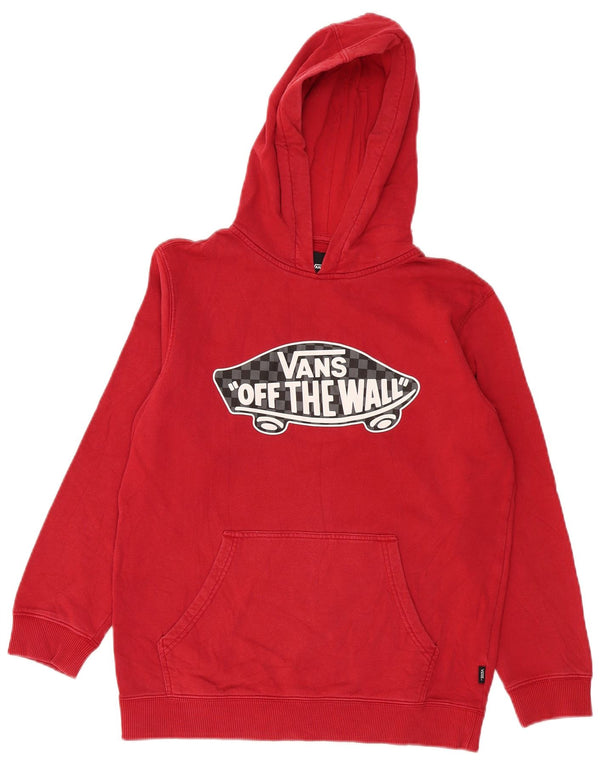 Vans Womens Graphic Hoodie Jumper UK 16 Large Red Cotton