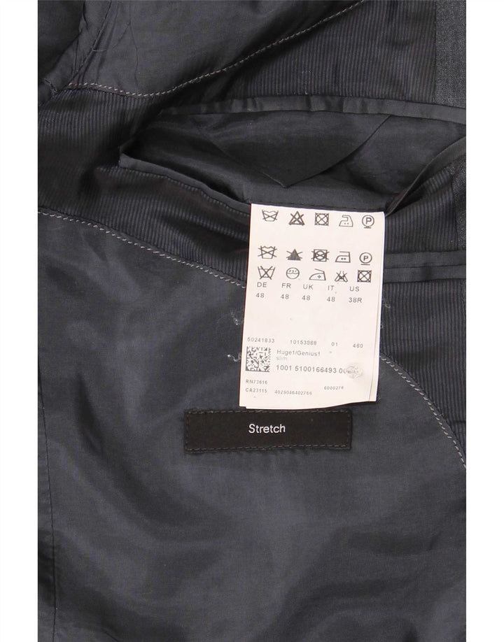 Hugo Boss Mens 2 Button Blazer Jacket EU 48 Medium Navy Blue Wool