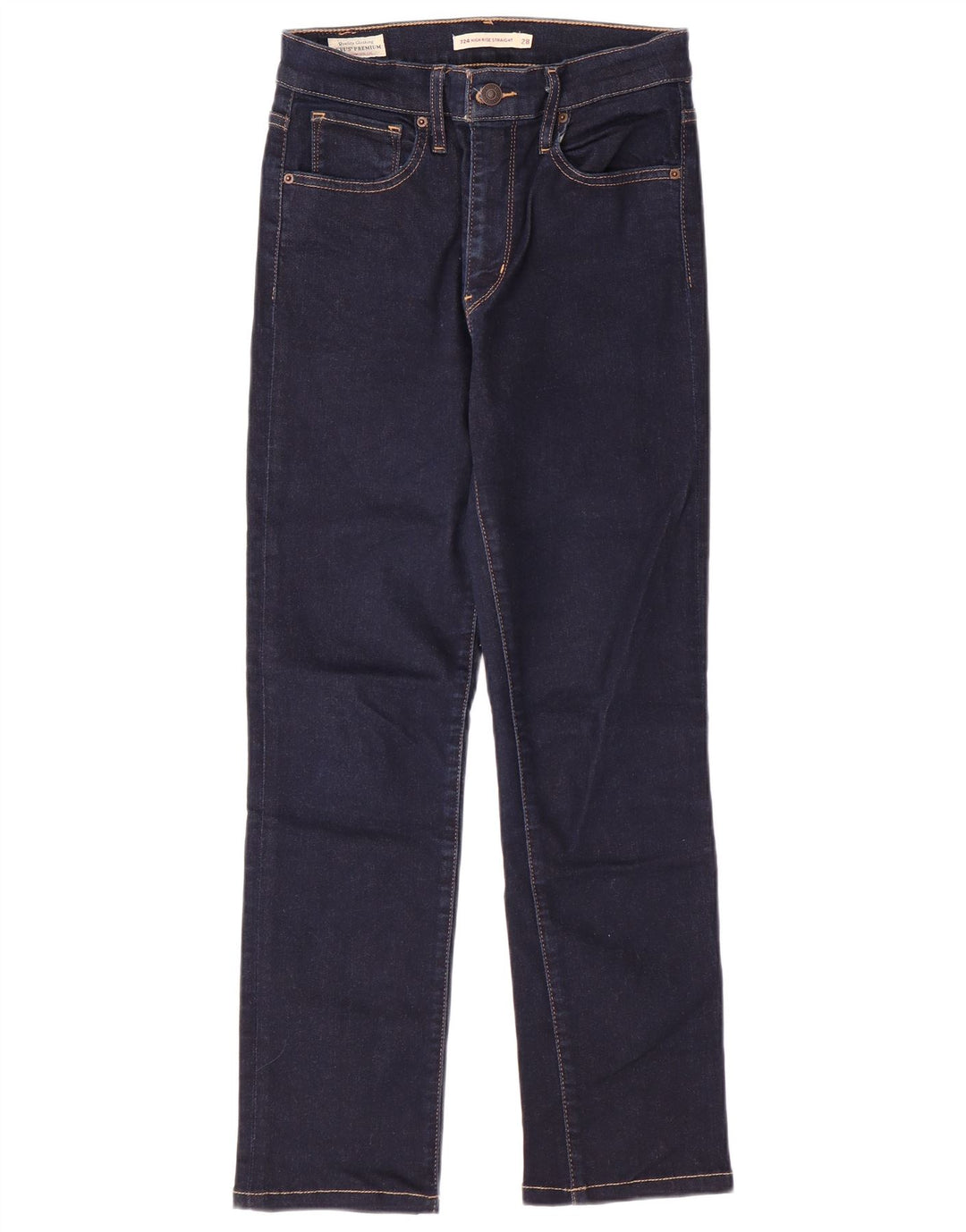 LEVI'S Womens 724 High Rise Straight Jeans W28 L26  Navy Blue Cotton