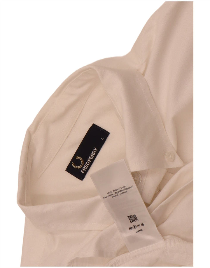 Fred Perry Mens Shirt Large White Cotton